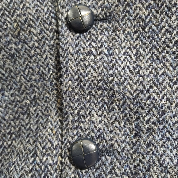 Harris Tweed Handwoven Scottish Wool Blazer 44R Leishman Gray Herringbone Union - Picture 4 of 9